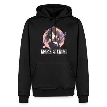 Anime et chats Kawaii Girl Anime - Sweat à capuche Premium bio Homme - noir - Devant - Nico (187cm)