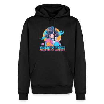 Anime et chats Kawaii Girl Anime - Sweat à capuche Premium bio Homme - noir - Devant - Nico (187cm)