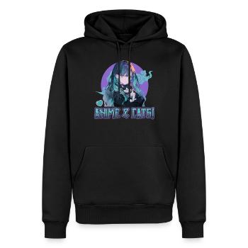 Anime et chats Kawaii Girl Anime - Sweat à capuche Premium bio Homme - noir - Devant - Nico (187cm)