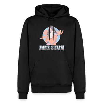 Anime et chats Kawaii Girl Anime - Sweat à capuche Premium bio Homme - noir - Devant - Nico (187cm)