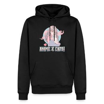 Anime et chats Kawaii Girl Anime - Sweat à capuche Premium bio Homme - noir - Devant - Nico (187cm)