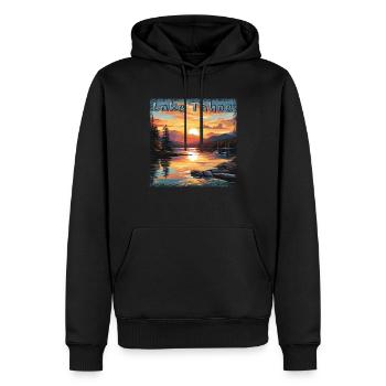 Grunge Sunset: Vacances au lac Tahoe, - Sweat à capuche Premium bio Homme - noir - Devant - Nico (187cm)