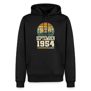 69th Birthday September Vintage 1954 Vintage - Men’s Premium Organic Hoodie - black - Front - Nico (187cm)