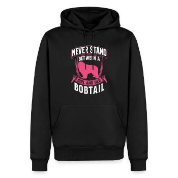 Fille avec Bobtail Old English Shepherd Dog - Sweat à capuche Premium bio Homme - noir - Devant - Nico (187cm)