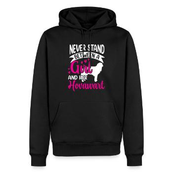 Fille et son chien fermier Hovawart Derber - Sweat à capuche Premium bio Homme - noir - Devant - Nico (187cm)