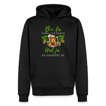 Biertrinker Spruch Bin da kann losgehen mit Bier - Männer Premium Bio Hoodie - Schwarz - Vorne - Nico (187cm)