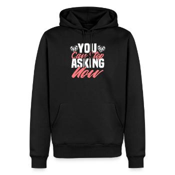You Can Stop Asking Now - Men’s Premium Organic Hoodie - black - Front - Nico (187cm)