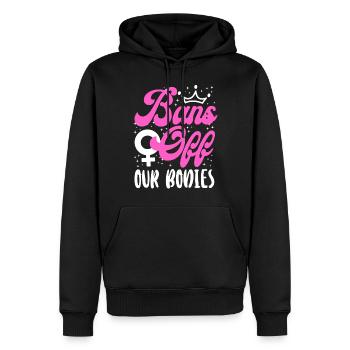 Les féministes bannissent nos corps - Sweat à capuche Premium bio Homme - noir - Devant - Nico (187cm)