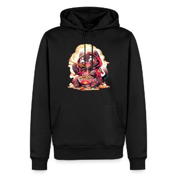 Anime Manga Kawaii Cat Eats Ramen Noodles - Men’s Premium Organic Hoodie - black - Front - Nico (187cm)