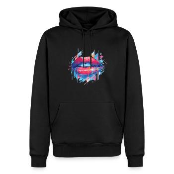 Lippen Kussmund Kuss Mund Rote Lippen - Männer Premium Bio Hoodie - Schwarz - Vorne - Nico (187cm)