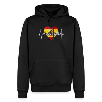 Madrid Skyline Heartbeat Espagne Silhouette Pulse - Sweat à capuche Premium bio Homme - noir - Devant - Nico (187cm)