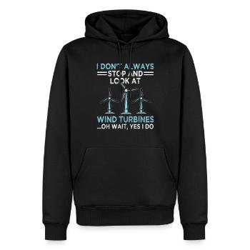 Wind Turbine Windmill Renewable Energy - Men’s Premium Organic Hoodie - black - Front - Nico (187cm)