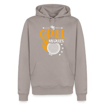 My Grill My Rules Meat Eaters Grilling - Men’s Premium Organic Hoodie - taupe - Front - Nico (187cm)
