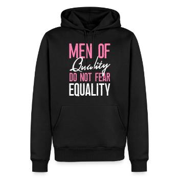 Feminist Men Of Quality Don't Fear - Männer Premium Bio Hoodie - Schwarz - Vorne - Nico (187cm)