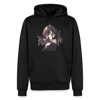 Anime et chats Kawaii Girl Anime - Sweat à capuche Premium bio Homme - noir - Devant - Nico (187cm)