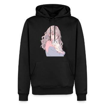 Anime et chats Kawaii Girl Anime - Sweat à capuche Premium bio Homme - noir - Devant - Nico (187cm)