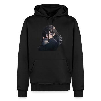 Anime et chats Kawaii Girl Anime - Sweat à capuche Premium bio Homme - noir - Devant - Nico (187cm)
