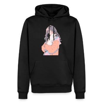 Anime et chats Kawaii Girl Anime - Sweat à capuche Premium bio Homme - noir - Devant - Nico (187cm)