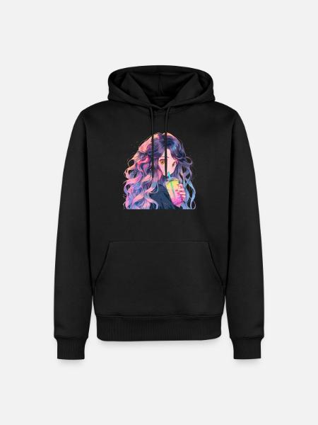 Anime and Boba Bubble Tea - Men’s Premium Organic Hoodie - black