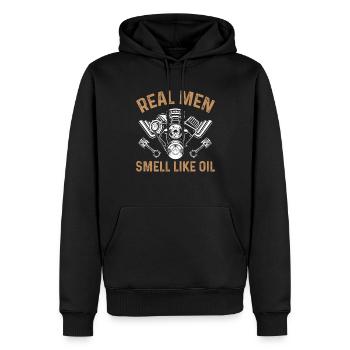 Mécanicien automobile Les vrais hommes sentent l’huile - Funny Mecha - Sweat à capuche Premium bio Homme - noir - Devant - Nico (187cm)
