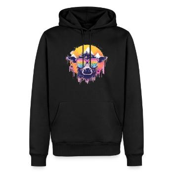 Vache Tête de vache Vaches Agriculture Éleveur de vaches - Sweat à capuche Premium bio Homme - noir - Devant - Nico (187cm)