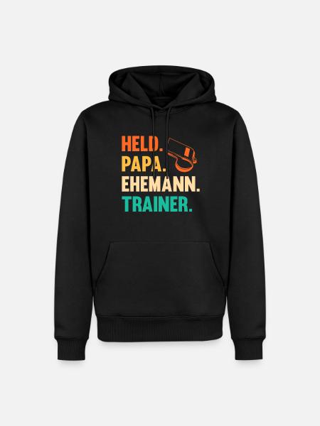 Vater Papa Trainer - Männer Premium Bio Hoodie - Schwarz