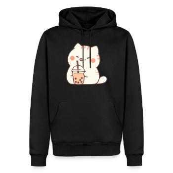 Boba and Cats Katze die Bubble Tee trinkt Anime - Männer Premium Bio Hoodie - Schwarz - Vorne - Nico (187cm)