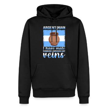 Drapeau de l’Argentine Thé yerba maté argentin - Sweat à capuche Premium bio Homme - noir - Devant - Nico (187cm)