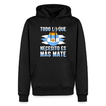 Drapeau de l’Argentine Thé yerba maté argentin - Sweat à capuche Premium bio Homme - noir - Devant - Nico (187cm)