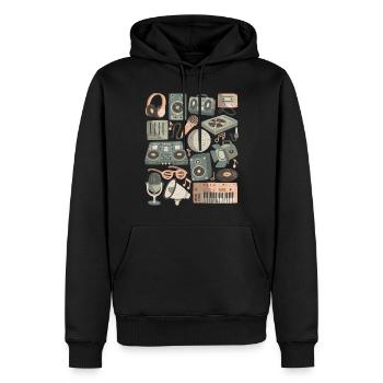 DJ Doodles Club Party Disco Nachtleben Clubbing - Männer Premium Bio Hoodie - Schwarz - Vorne - Nico (187cm)