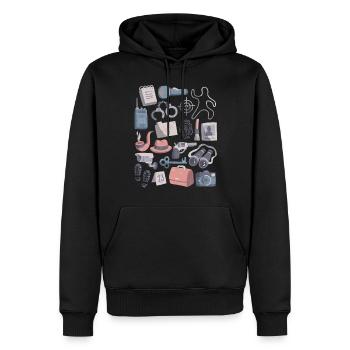 Détective Doodle Trace Evidence Affaire de détective - Sweat à capuche Premium bio Homme - noir - Devant - Nico (187cm)