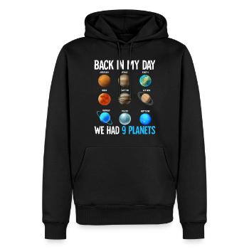 Zu meiner Zeit hatten wir neun Planeten Funny Space - Männer Premium Bio Hoodie - Schwarz - Vorne - Nico (187cm)