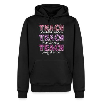 Enseigner la compassion La gentillesse La confiance se répand - Sweat à capuche Premium bio Homme - noir - Devant - Nico (187cm)