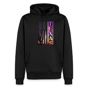 Texas - Männer Premium Bio Hoodie - Schwarz - Vorne - Nico (187cm)