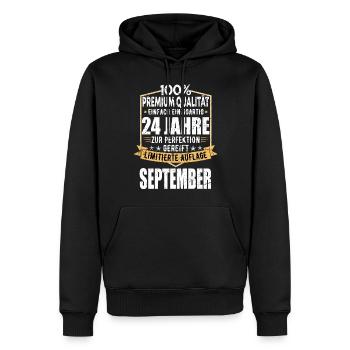 24. Geburtstag September Jahrgang 1999 Vintage - Männer Premium Bio Hoodie - Schwarz - Vorne - Nico (187cm)