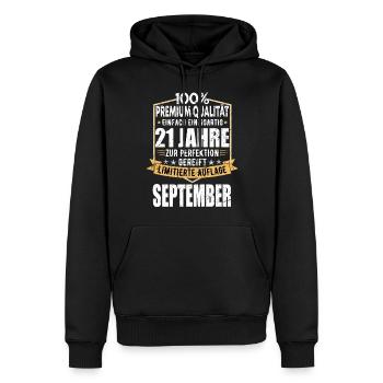21. Geburtstag September Jahrgang 2002 Vintage - Männer Premium Bio Hoodie - Schwarz - Vorne - Nico (187cm)