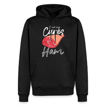 Barbeque Räucherkuren Schinken Räuchern Gegrillt - Männer Premium Bio Hoodie - Schwarz - Vorne - Nico (187cm)