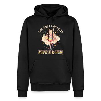 Juste un garçon qui aime l’anime et la K-Pop - Sweat à capuche Premium bio Homme - noir - Devant - Nico (187cm)