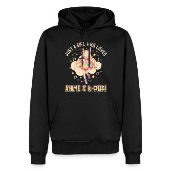 Juste une fille qui aime l’anime et la K-Pop - Sweat à capuche Premium bio Homme - noir - Devant - Nico (187cm)