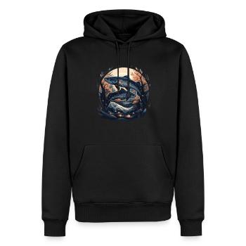 Poisson Poisson Brochet Carpe Pêcheur Poisson Pêche - Sweat à capuche Premium bio Homme - noir - Devant - Nico (187cm)
