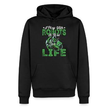 Robotik-liebhaber, Ich Spiele Mit - Männer Premium Bio Hoodie - Schwarz - Vorne - Nico (187cm)