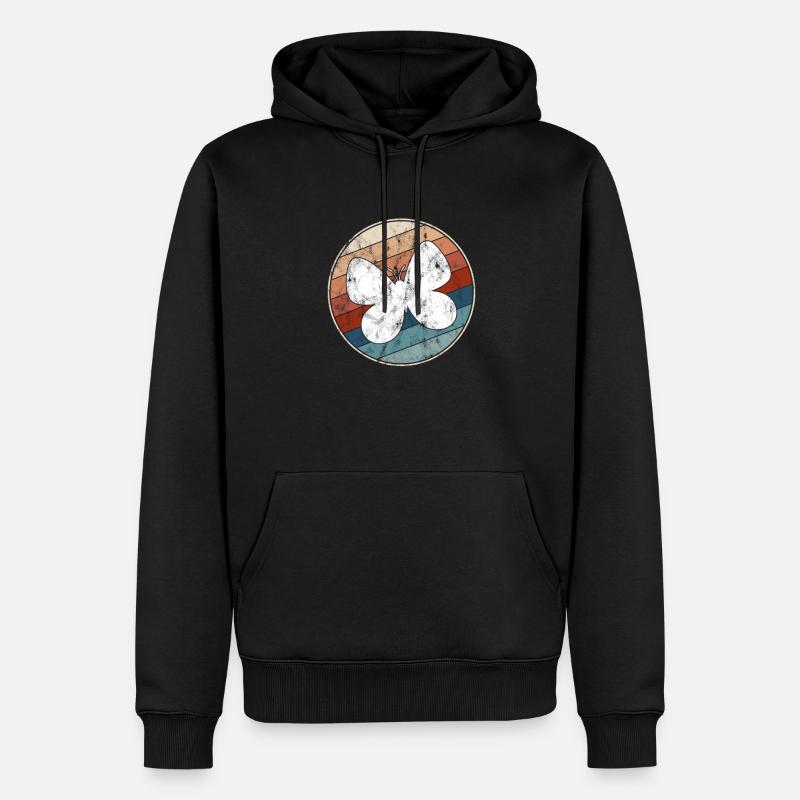 Schmetterling Retro - Männer Premium Bio Hoodie - Schwarz