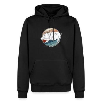 Schwein Retro - Männer Premium Bio Hoodie - Schwarz - Vorne - Nico (187cm)