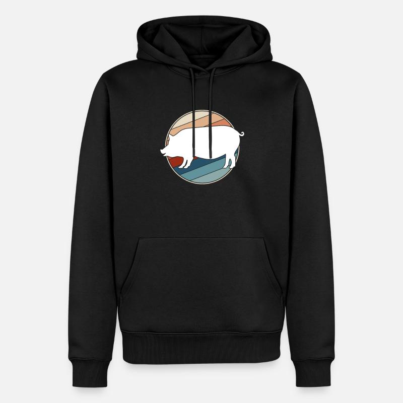 Cochon Rétro - Sweat à capuche Premium bio Homme - noir