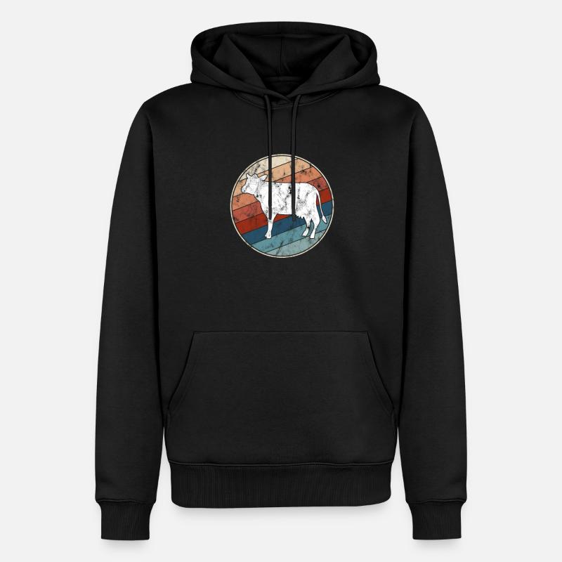 Vache Rétro - Sweat à capuche Premium bio Homme - noir