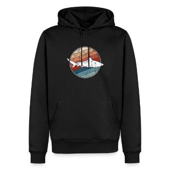 Requin rétro - Sweat à capuche Premium bio Homme - noir - Devant - Nico (187cm)