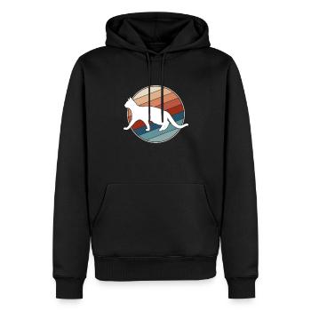 Katze Retro - Männer Premium Bio Hoodie - Schwarz - Vorne - Nico (187cm)