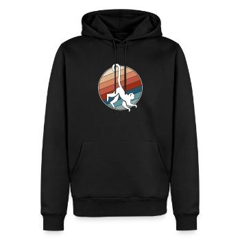 Singe Rétro - Sweat à capuche Premium bio Homme - noir - Devant - Nico (187cm)
