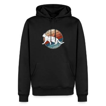 Katze Retro - Männer Premium Bio Hoodie - Schwarz - Vorne - Nico (187cm)