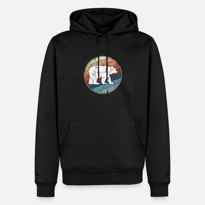 Bär Retro - Männer Premium Bio Hoodie - Schwarz